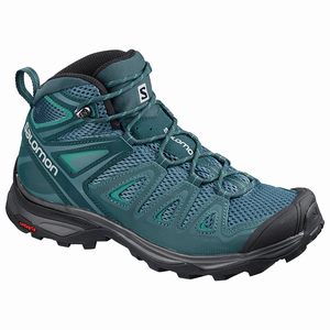 Dámske Turistické Topánky Salomon X ULTRA MID 3 AERO W Zelene/Modre,739-62201